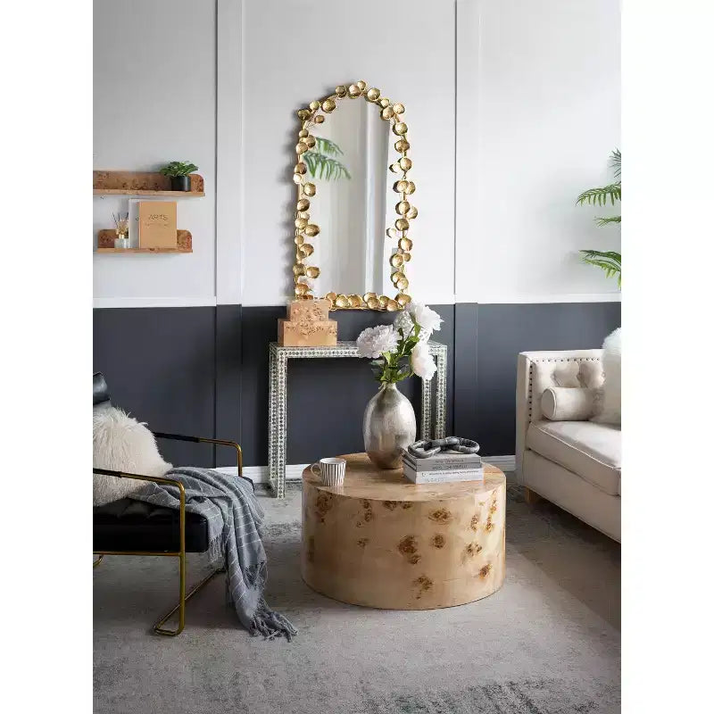 Miroir mural intégral arqué doré – Utilisateur unique – 51,4" x 29,1"