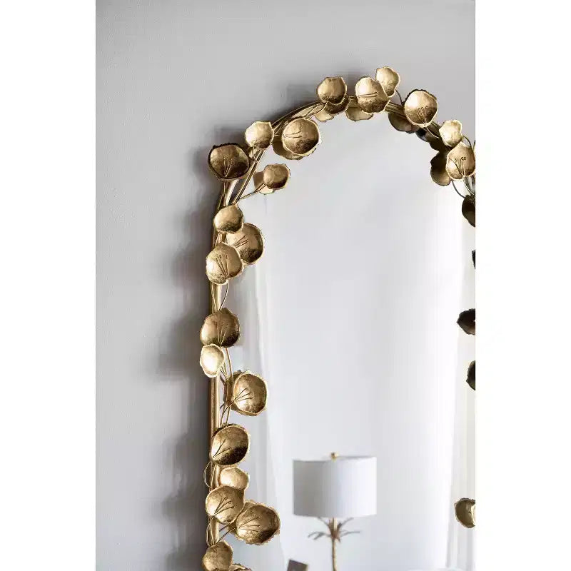 Miroir mural intégral arqué doré – Utilisateur unique – 51,4" x 29,1"