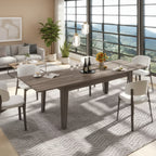 Zevemomo Expandable Dining Table, for 6-12,70.87-106.5 Modern Rectangular Long Kitchen Table with Metal Track for Kitchen, Living Room,Office-Brown