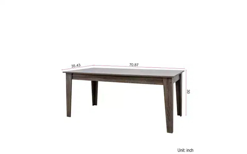 Table de salle à manger rectangulaire, plateau bleu / cadre marron, 6 places