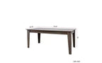 Table de salle à manger rectangulaire, plateau bleu / cadre marron, 6 places