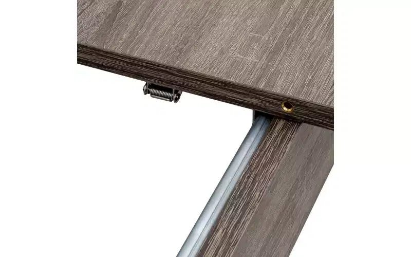 Table de salle à manger rectangulaire, plateau bleu / cadre marron, 6 places