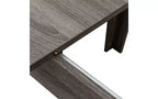 Table de salle à manger rectangulaire, plateau bleu / cadre marron, 6 places