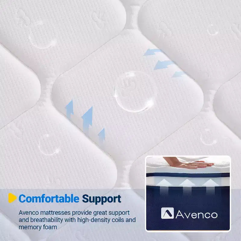 Matelas simple blanc, semi-ferme, 25 cm, 1 personne, mousse à mémoire de forme hybride et ressorts ensachés