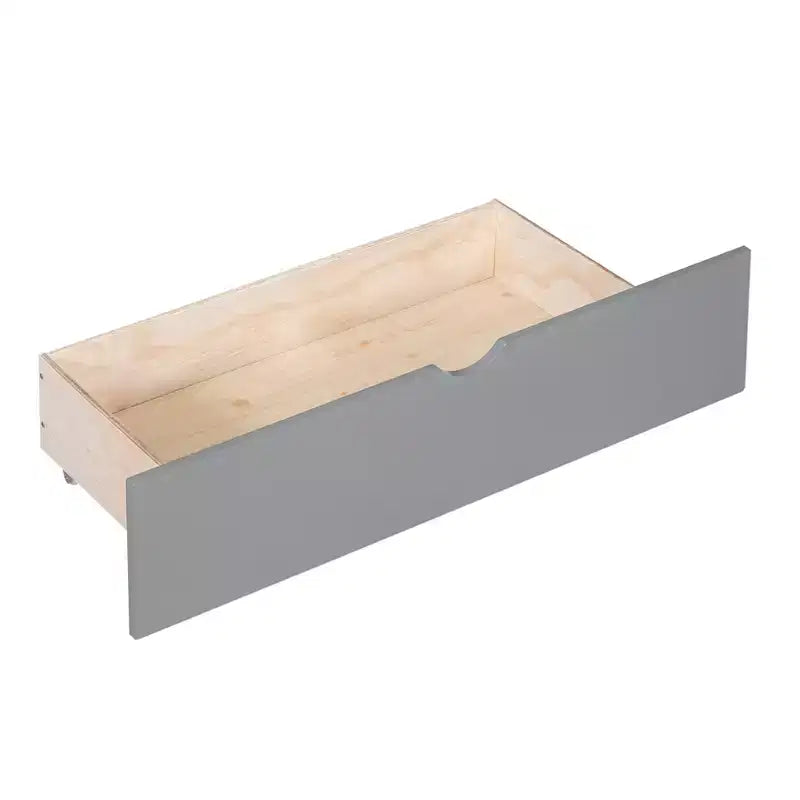 Lit superposé en bois gris/blanc avec 2 tiroirs et armoire – Simple/double, 2 couchages