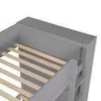 Lit superposé en bois gris/blanc avec 2 tiroirs et armoire – Simple/double, 2 couchages
