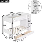 Lit superposé en bois gris/blanc avec 2 tiroirs et armoire – Simple/double, 2 couchages