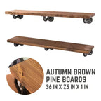 Étagère murale industrielle Autumn Brown avec tuyaux et supports en L, lot de 2 étagères