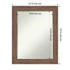 Miroir mural rectangulaire marron moyen, simple, 28,75 x 22,75 po
