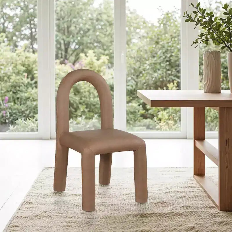 Chaise de salle à manger en cuir végétalien, sans accoudoirs, dossier bas, lot de 2