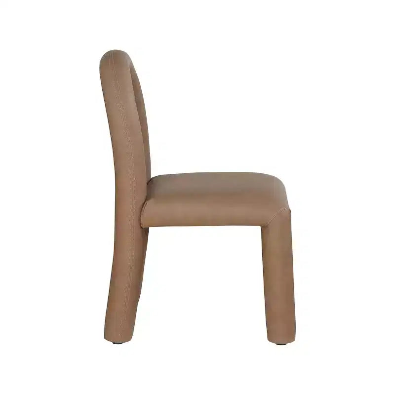 Chaise de salle à manger en cuir végétalien, sans accoudoirs, dossier bas, lot de 2