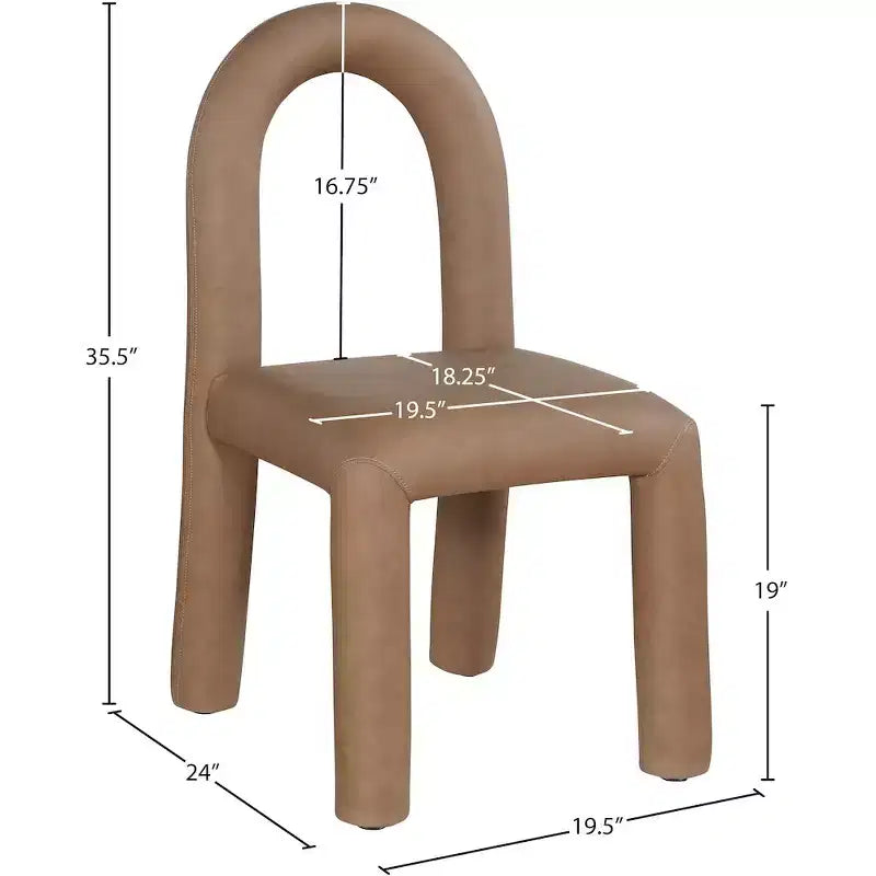 Chaise de salle à manger en cuir végétalien, sans accoudoirs, dossier bas, lot de 2