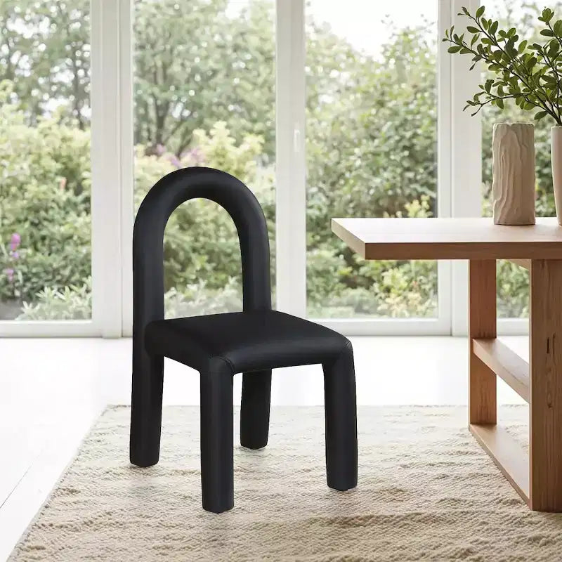 Chaise de salle à manger en cuir végétalien, sans accoudoirs, dossier bas, lot de 2