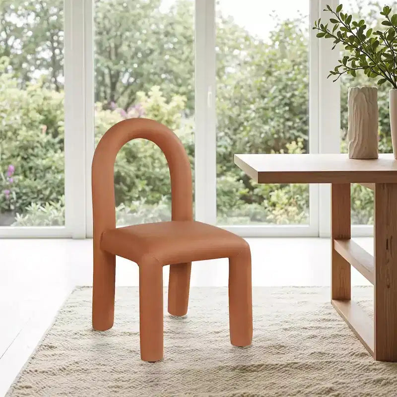 Chaise de salle à manger en cuir végétalien, sans accoudoirs, dossier bas, lot de 2