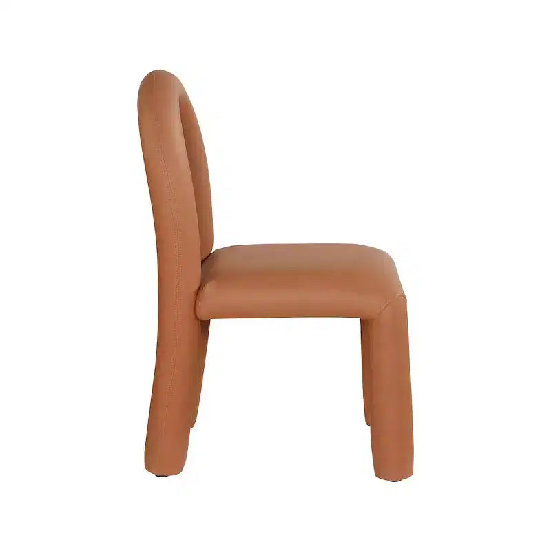 Chaise de salle à manger en cuir végétalien, sans accoudoirs, dossier bas, lot de 2