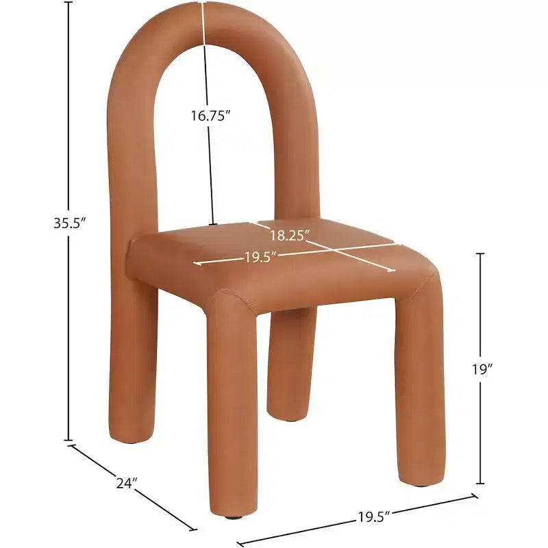 Chaise de salle à manger en cuir végétalien, sans accoudoirs, dossier bas, lot de 2