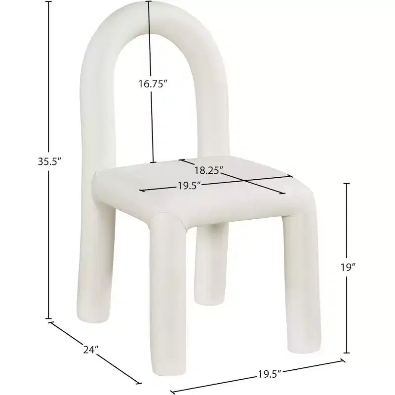 Chaise de salle à manger en cuir végétalien, sans accoudoirs, dossier bas, lot de 2