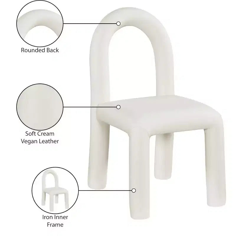 Chaise de salle à manger en cuir végétalien, sans accoudoirs, dossier bas, lot de 2