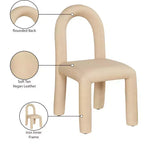 Chaise de salle à manger en cuir végétalien, sans accoudoirs, dossier bas, lot de 2