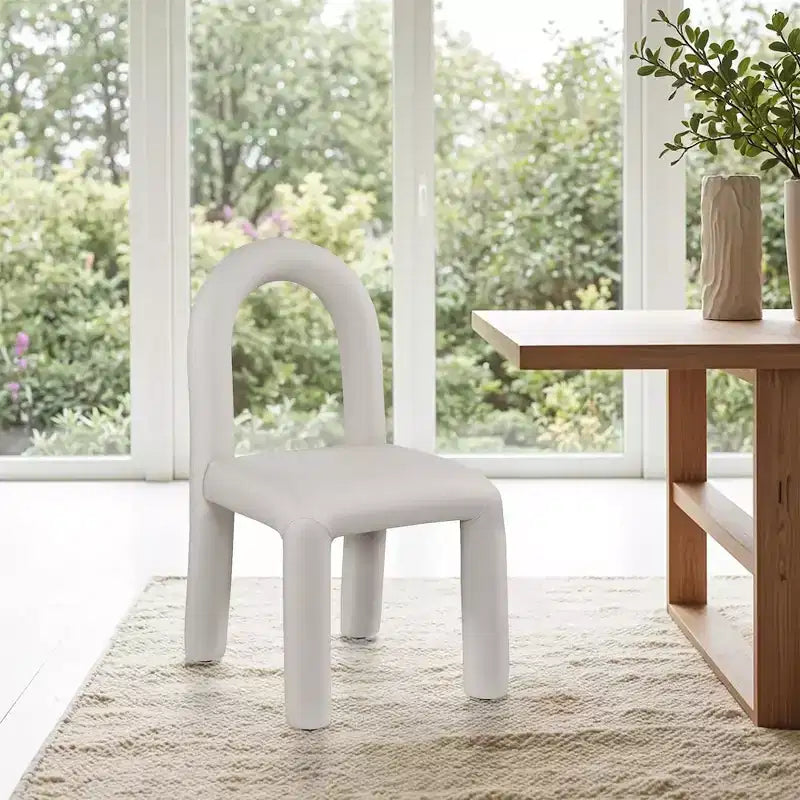 Chaise de salle à manger en cuir végétalien, sans accoudoirs, dossier bas, lot de 2