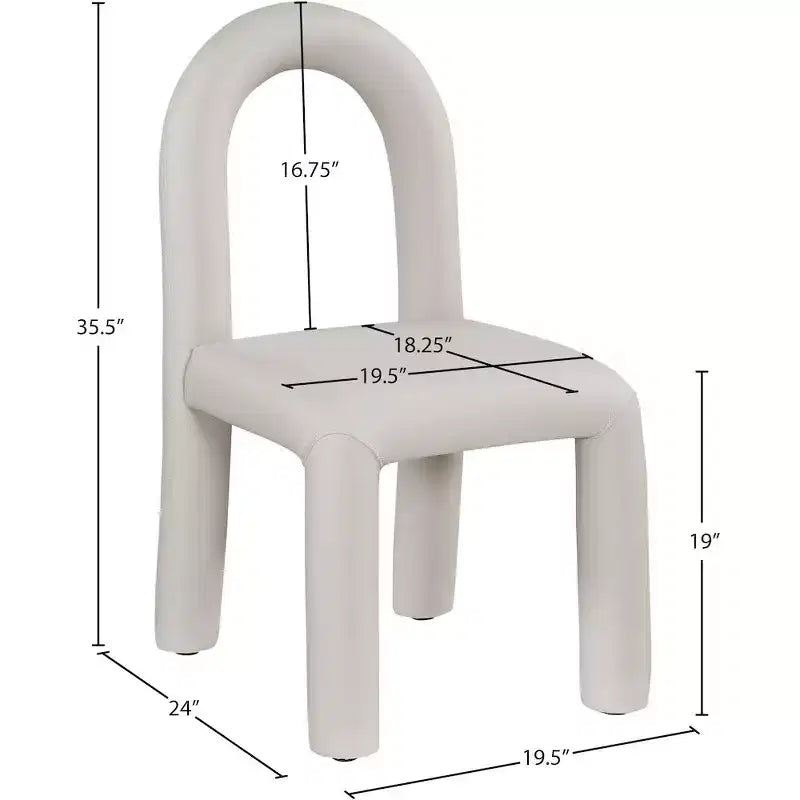 Chaise de salle à manger en cuir végétalien, sans accoudoirs, dossier bas, lot de 2