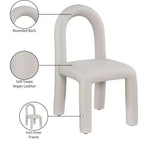Chaise de salle à manger en cuir végétalien, sans accoudoirs, dossier bas, lot de 2