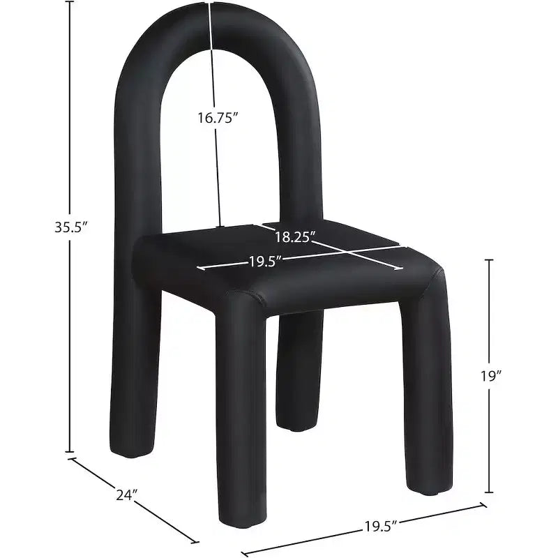 Chaise de salle à manger en cuir végétalien, sans accoudoirs, dossier bas, lot de 2