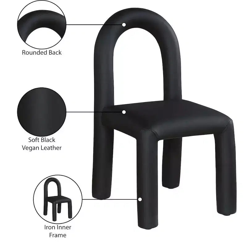 Chaise de salle à manger en cuir végétalien, sans accoudoirs, dossier bas, lot de 2