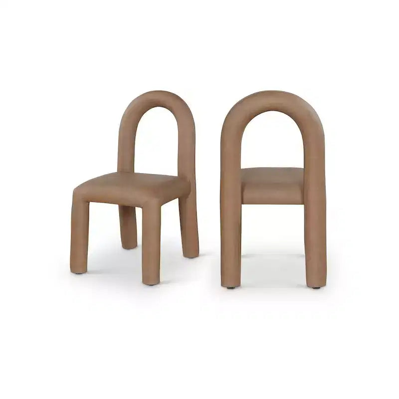 Chaise de salle à manger en cuir végétalien, sans accoudoirs, dossier bas, lot de 2
