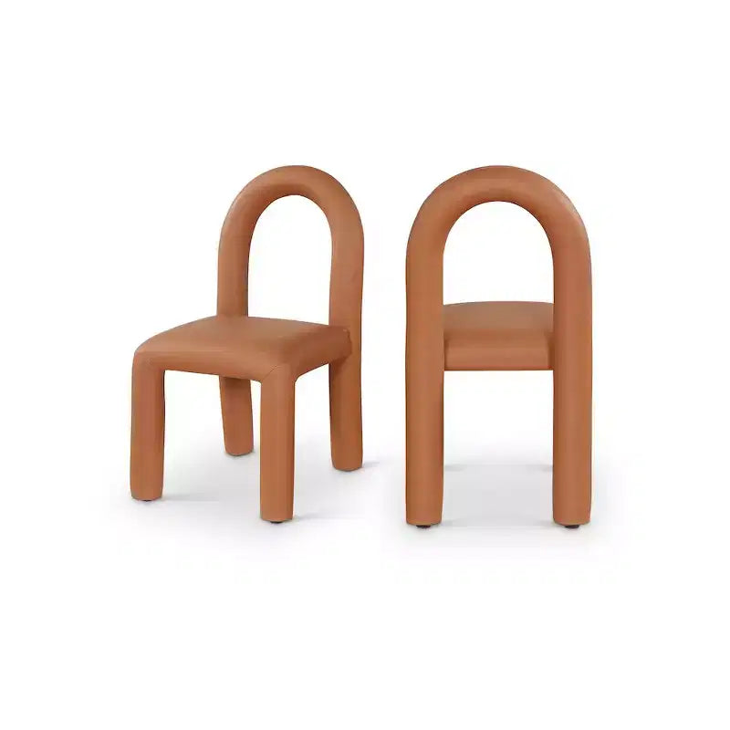 Chaise de salle à manger en cuir végétalien, sans accoudoirs, dossier bas, lot de 2