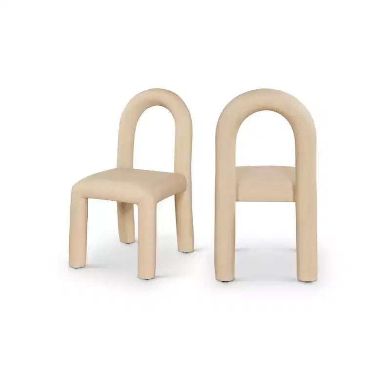 Chaise de salle à manger en cuir végétalien, sans accoudoirs, dossier bas, lot de 2