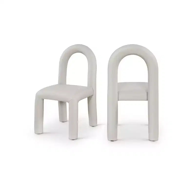 Chaise de salle à manger en cuir végétalien, sans accoudoirs, dossier bas, lot de 2