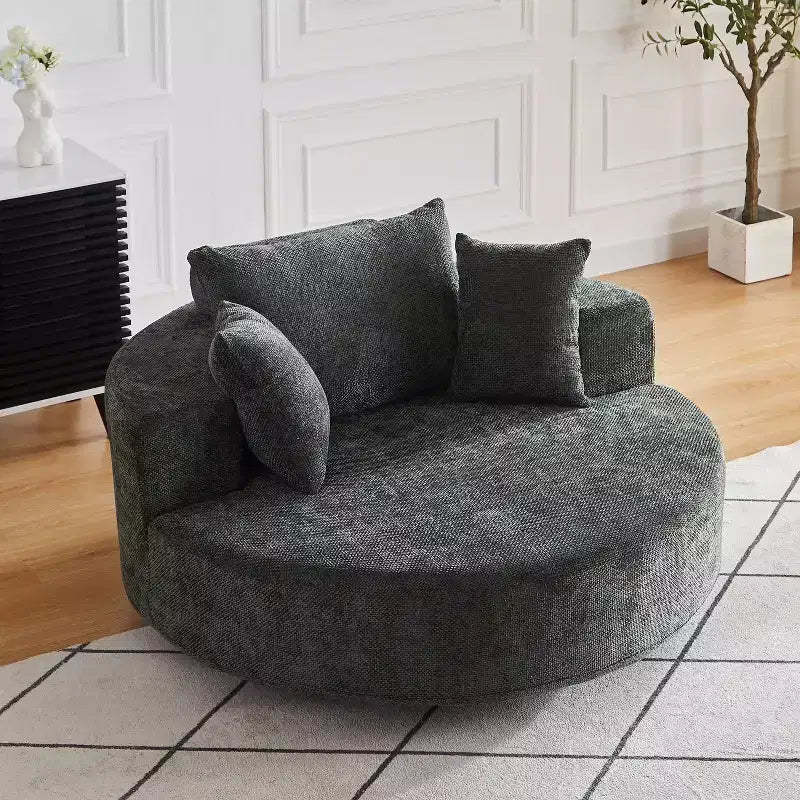 Fauteuil pivotant simple en mousse chenille noir/vert