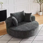 Fauteuil pivotant simple en mousse chenille noir/vert