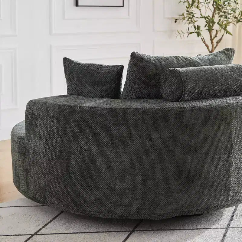 Fauteuil pivotant simple en mousse chenille noir/vert