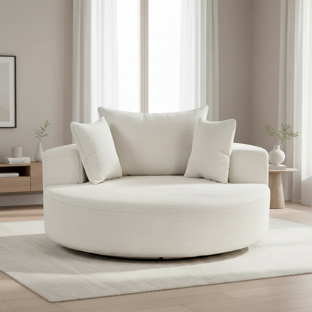 Fauteuil pivotant simple en mousse chenille noir/vert
