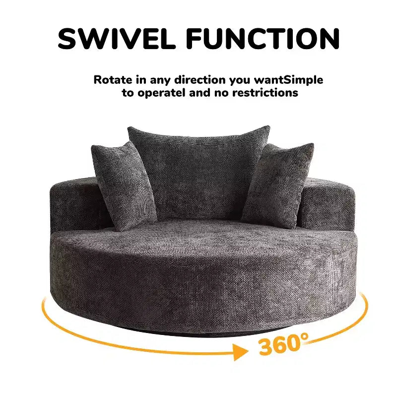 Fauteuil pivotant simple en mousse chenille noir/vert