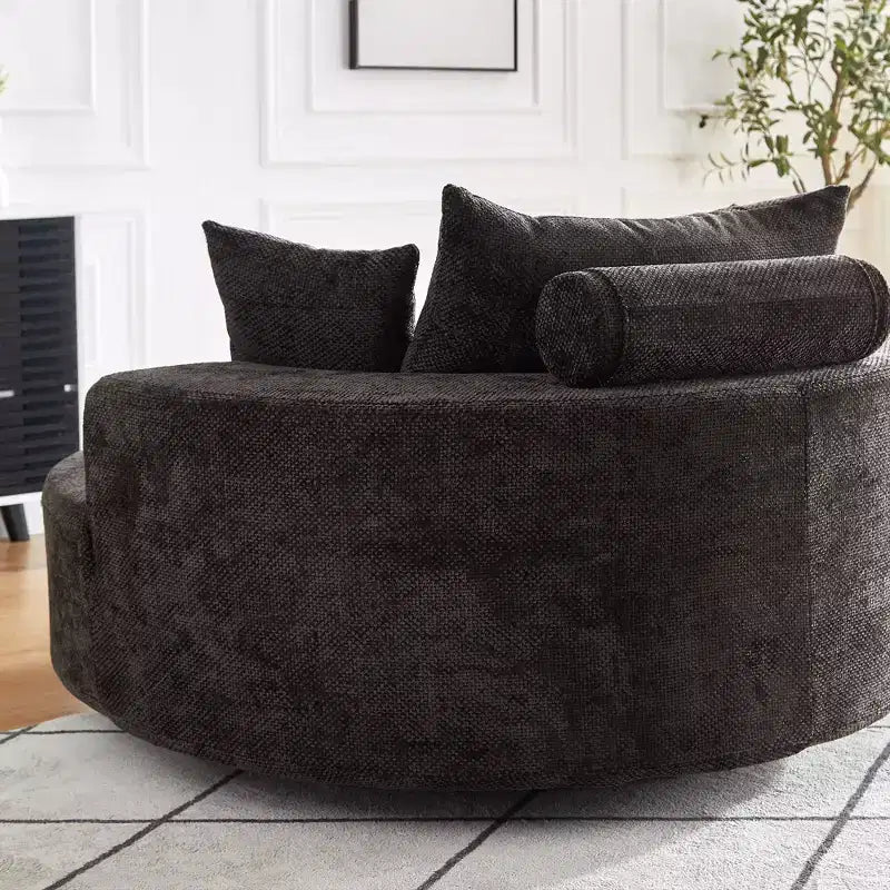 Fauteuil pivotant simple en mousse chenille noir/vert