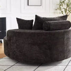 Fauteuil pivotant simple en mousse chenille noir/vert