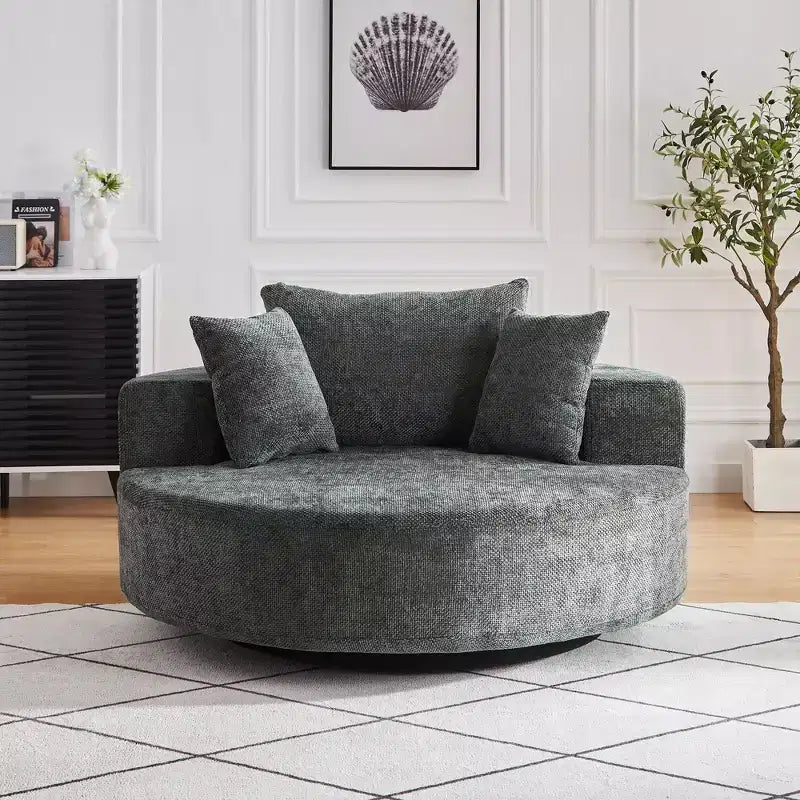 Fauteuil pivotant simple en mousse chenille noir/vert