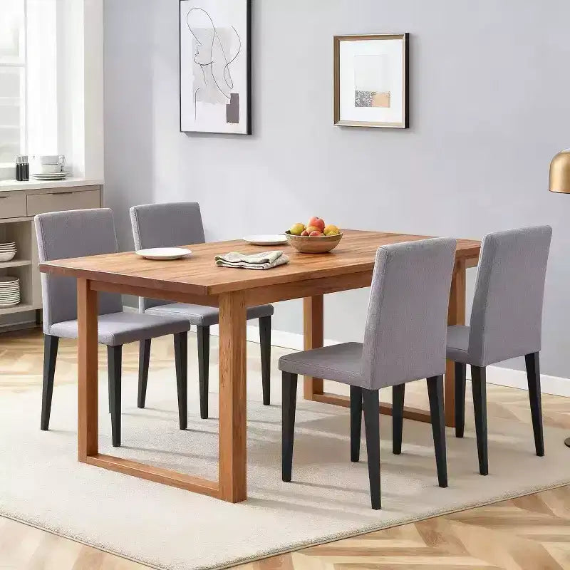Chaise de salle à manger grise rembourrée, sans accoudoirs / Lot de 4