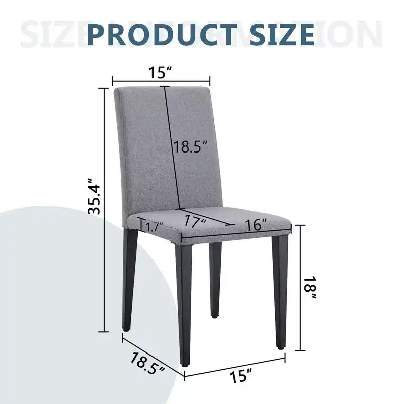 Chaise de salle à manger grise rembourrée, sans accoudoirs / Lot de 4