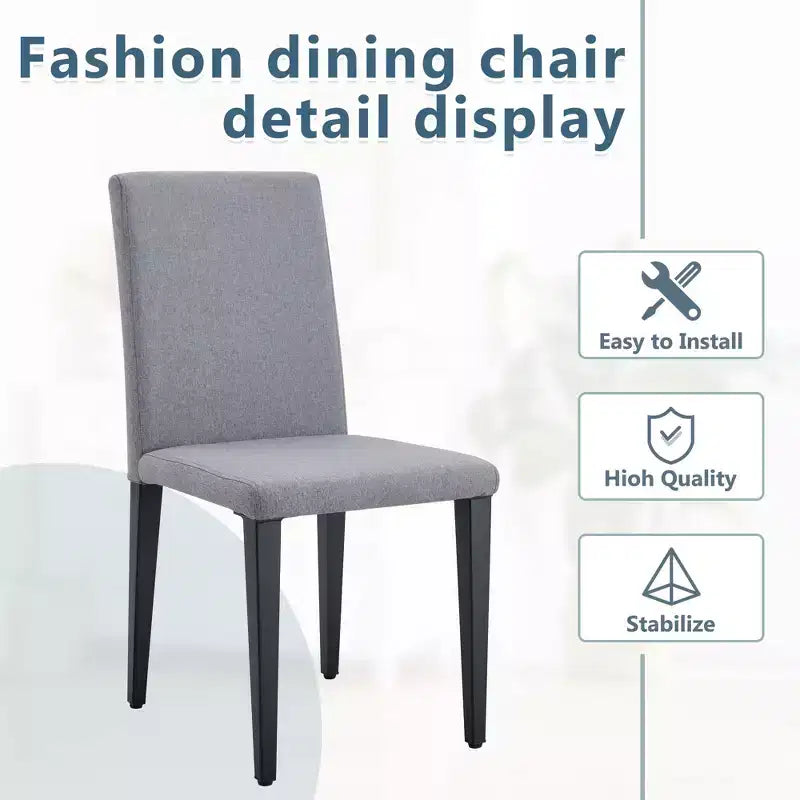 Chaise de salle à manger grise rembourrée, sans accoudoirs / Lot de 4