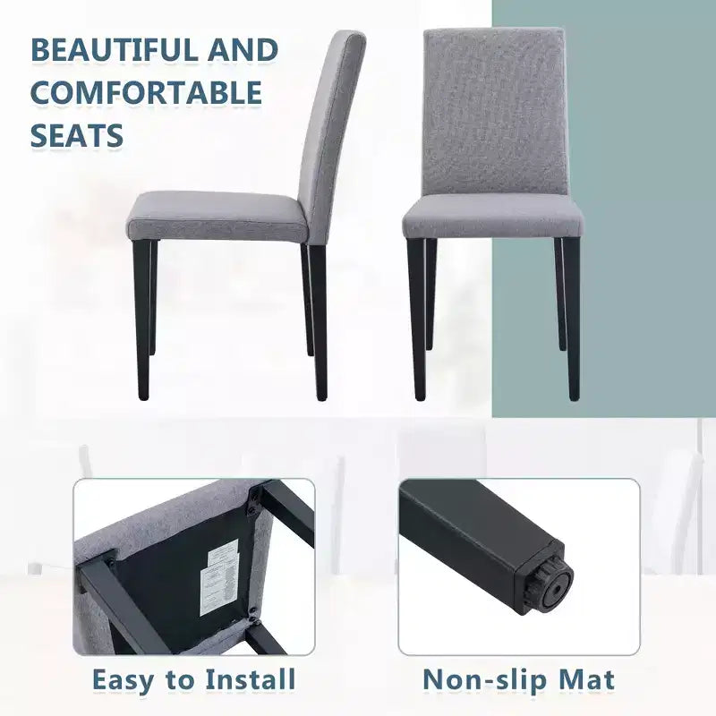 Chaise de salle à manger grise rembourrée, sans accoudoirs / Lot de 4