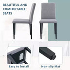 Chaise de salle à manger grise rembourrée, sans accoudoirs / Lot de 4
