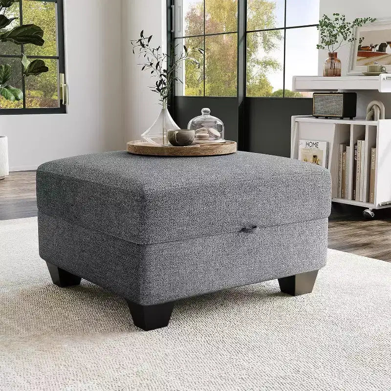 Canapé sectionnel modulaire en U gris avec ottomane, 7 places