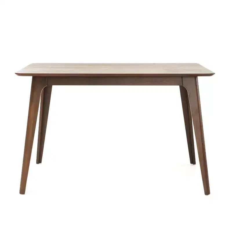 Table à manger rectangulaire 120 cm Noyer/Noir avec pieds en bois d'hévéa, 4 places