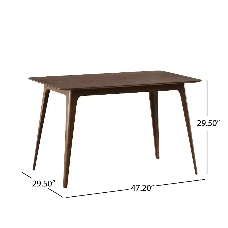 Table à manger rectangulaire 120 cm Noyer/Noir avec pieds en bois d'hévéa, 4 places
