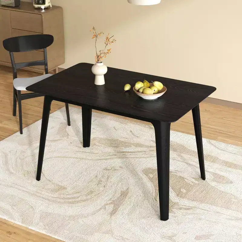Table à manger rectangulaire 120 cm Noyer/Noir avec pieds en bois d'hévéa, 4 places