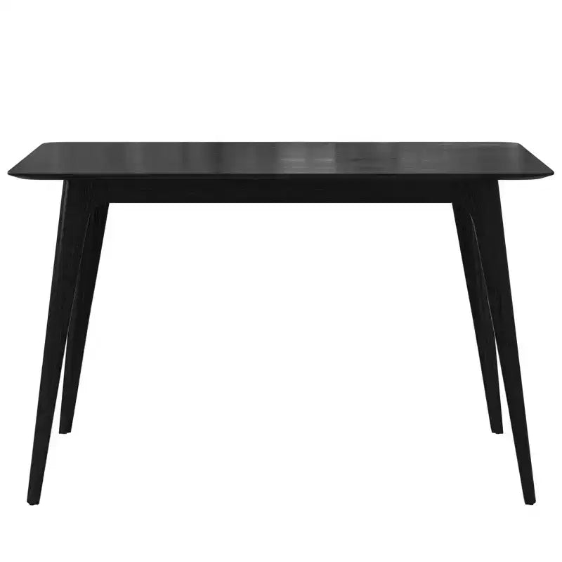 Table à manger rectangulaire 120 cm Noyer/Noir avec pieds en bois d'hévéa, 4 places